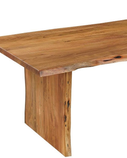 Nine Piece Brown Solid Wood Dining Set with Eight Chairs