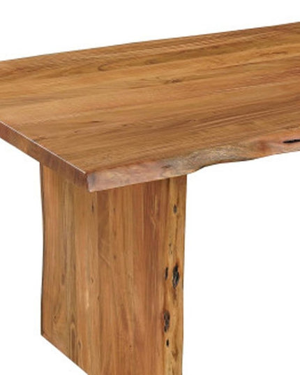 Nine Piece Brown Solid Wood Dining Set with Eight Chairs