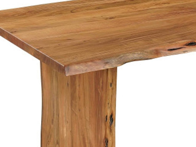 Nine Piece Brown Solid Wood Dining Set with Eight Chairs