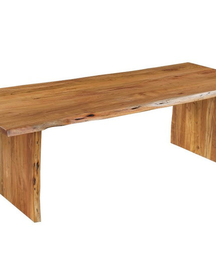 Nine Piece Brown Solid Wood Dining Set with Eight Chairs