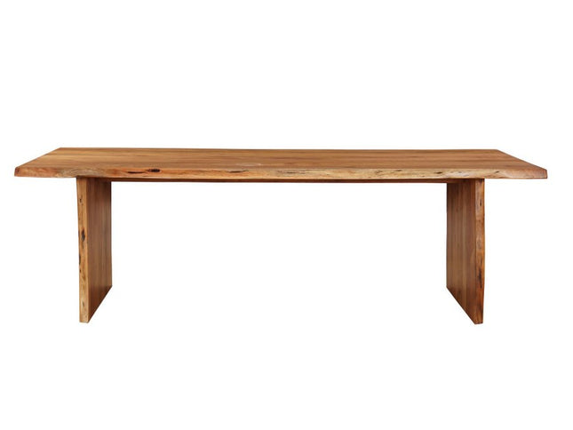 Nine Piece Brown Solid Wood Dining Set with Eight Chairs