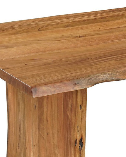 Nine Piece Brown Solid Wood Dining Set with Eight Chairs