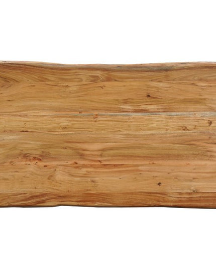 Nine Piece Brown Solid Wood Dining Set with Eight Chairs