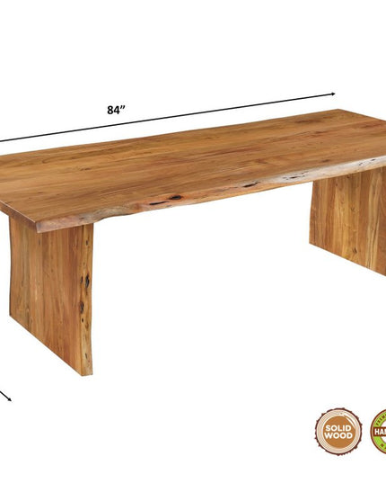 Nine Piece Brown Solid Wood Dining Set with Eight Chairs