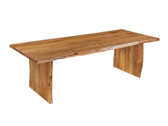 Nine Piece Brown Solid Wood Dining Set with Eight Chairs