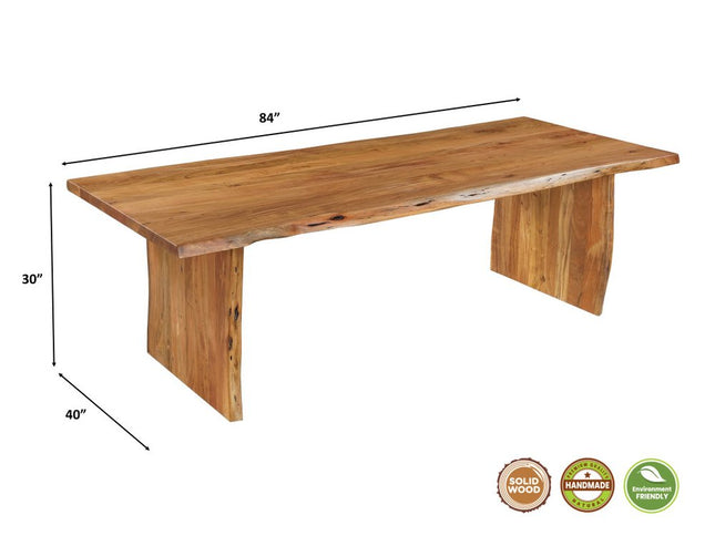 Nine Piece Brown Solid Wood Dining Set with Eight Chairs