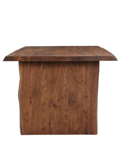 Nine Piece Brown Solid Wood Dining Set with Eight Chairs