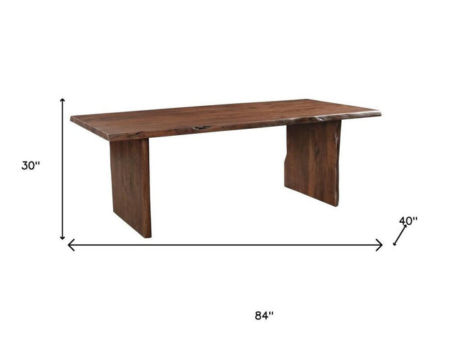 Nine Piece Brown Solid Wood Dining Set with Eight Chairs