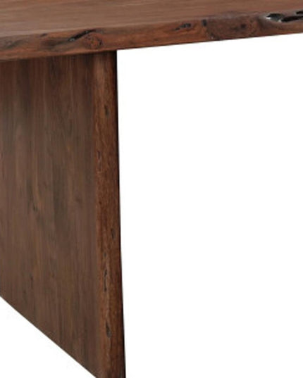 Nine Piece Brown Solid Wood Dining Set with Eight Chairs