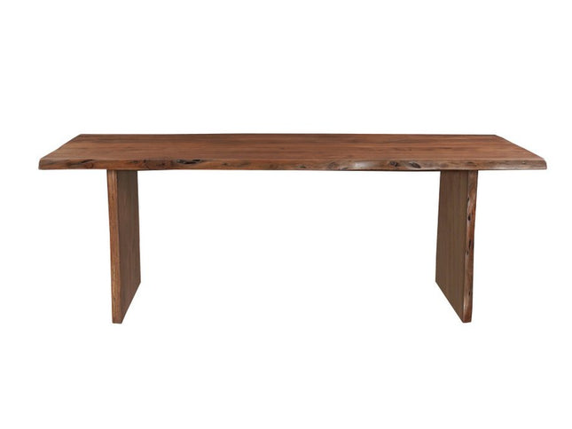 Nine Piece Brown Solid Wood Dining Set with Eight Chairs