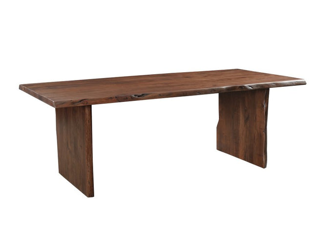 Nine Piece Brown Solid Wood Dining Set with Eight Chairs