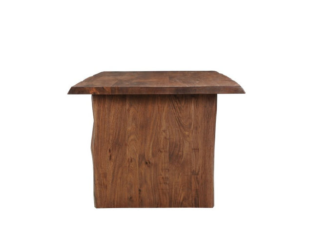 Nine Piece Brown Solid Wood Dining Set with Eight Chairs