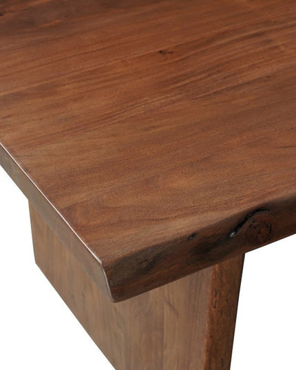 11 Piece Brown Solid Wood Dining Set with 10