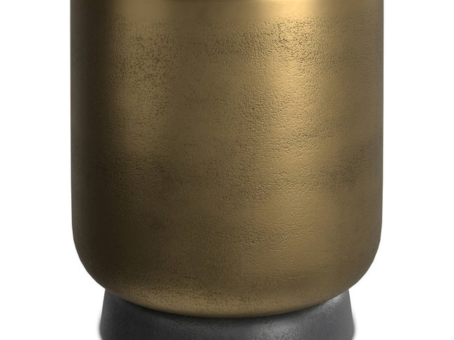 18" Antiqued Brass Aluminum Round End Table