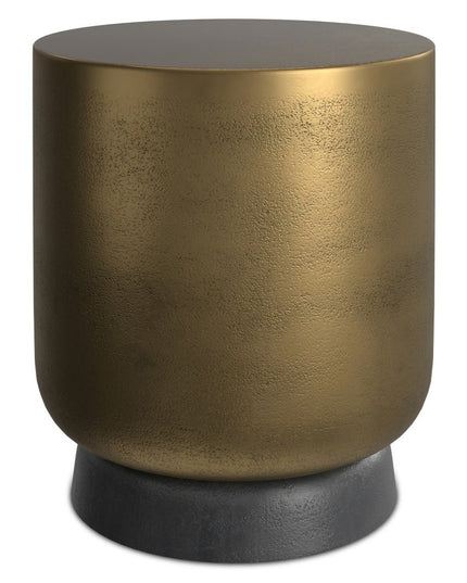 18" Antiqued Brass Aluminum Round End Table