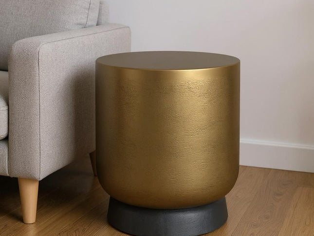 18" Antiqued Brass Aluminum Round End Table