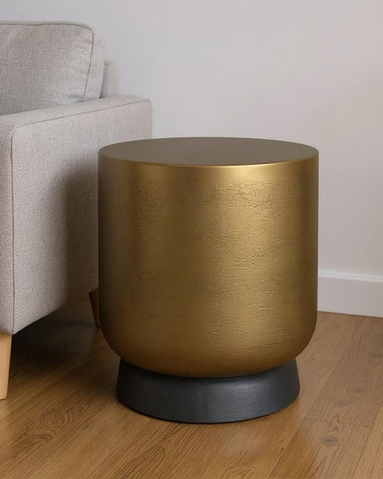 18" Antiqued Brass Aluminum Round End Table