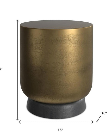 18" Antiqued Brass Aluminum Round End Table