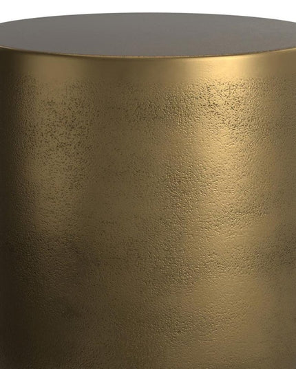 18" Antiqued Brass Aluminum Round End Table