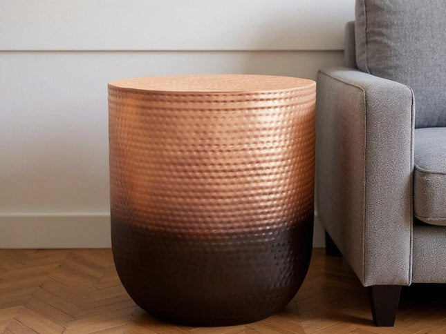22" Copper Metal Round End Table
