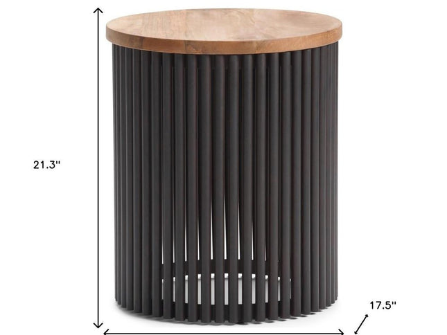 21" Black Metal Round End Table