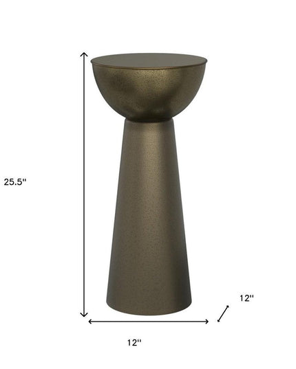 26" Antiqued Gold Metal Round End Table