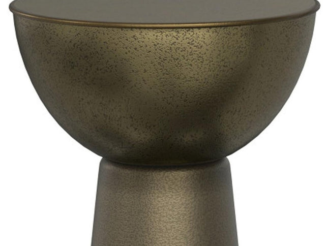 26" Antiqued Gold Metal Round End Table