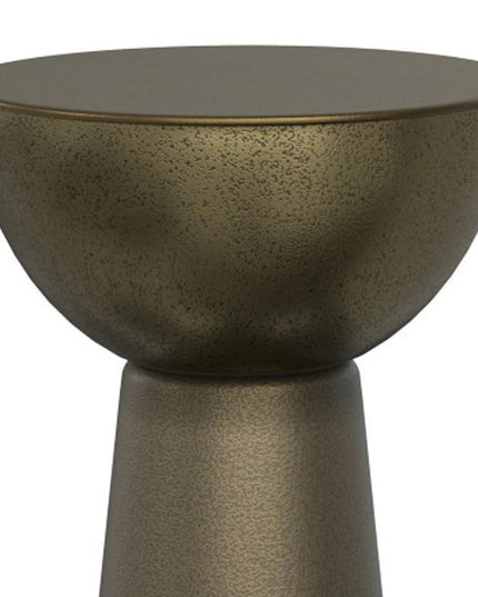 26" Antiqued Gold Metal Round End Table