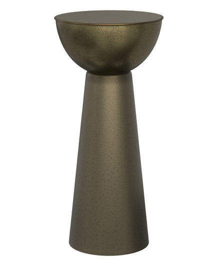 26" Antiqued Gold Metal Round End Table