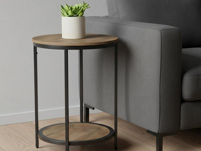 24" Granite Gray Metal Round End Table