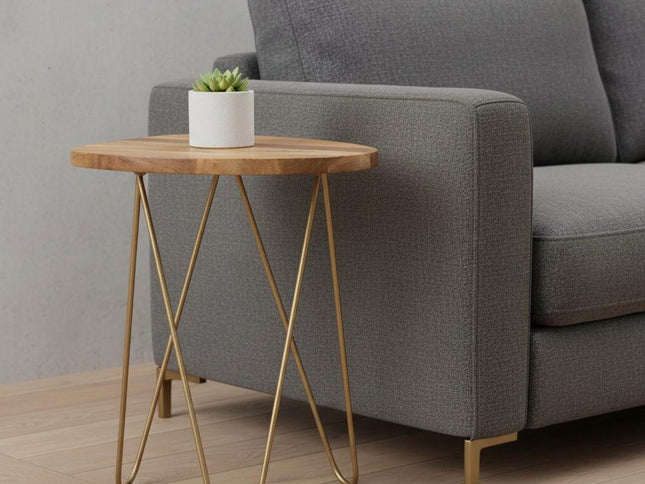 21" Gold Metal Round End Table