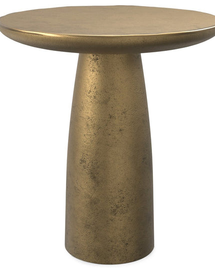 20" Antiqued Brass Aluminum Round End Table
