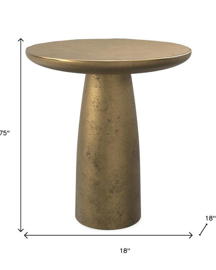 20" Antiqued Brass Aluminum Round End Table