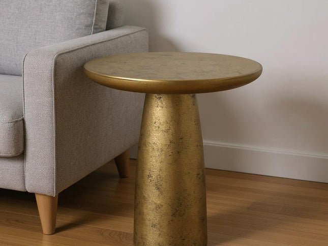 20" Antiqued Brass Aluminum Round End Table