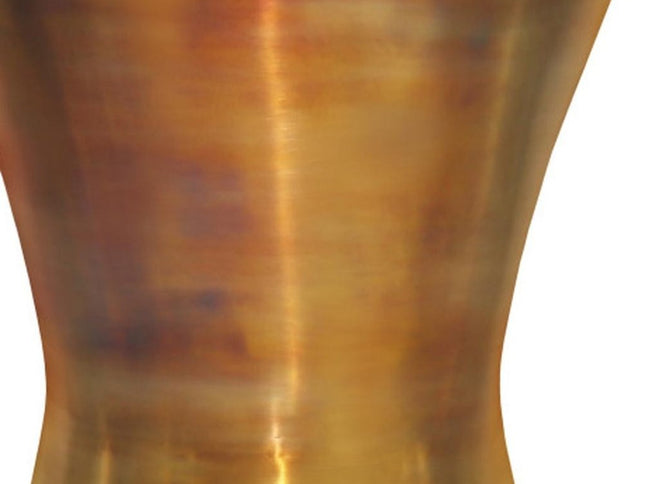 20" Antiqued Brass Metal Round End Table