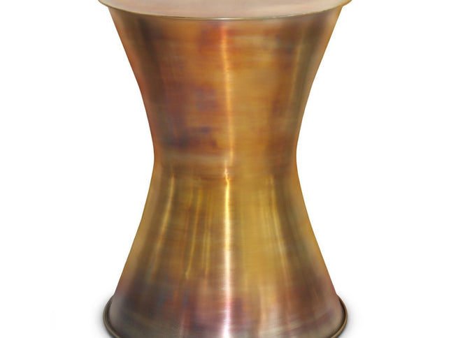 20" Antiqued Brass Metal Round End Table