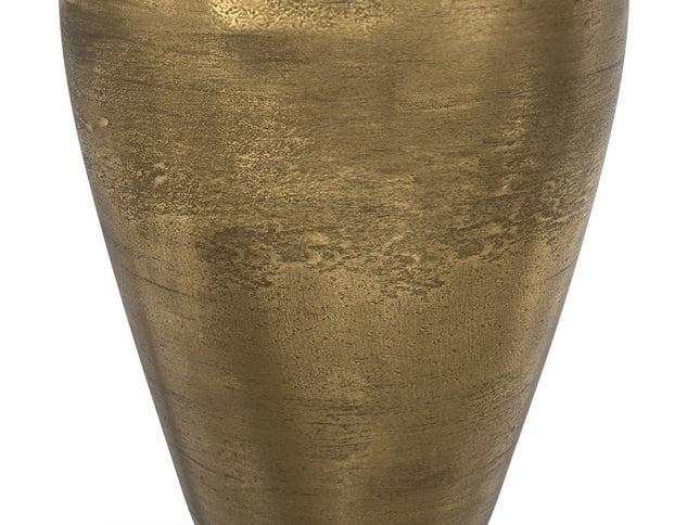 18" Antiqued Brass Aluminum Round End Table