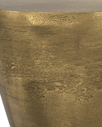 18" Antiqued Brass Aluminum Round End Table