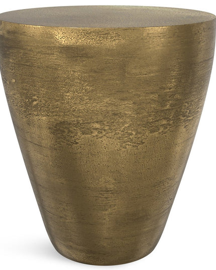 18" Antiqued Brass Aluminum Round End Table