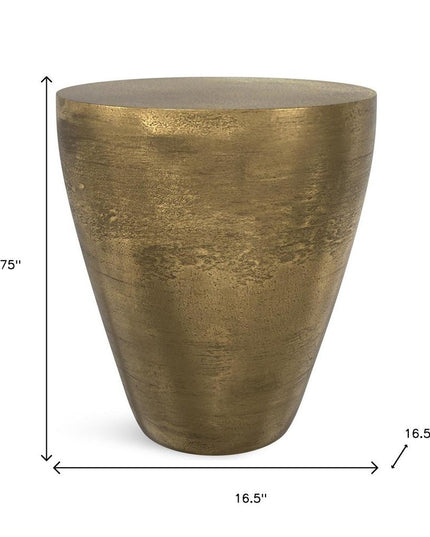 18" Antiqued Brass Aluminum Round End Table