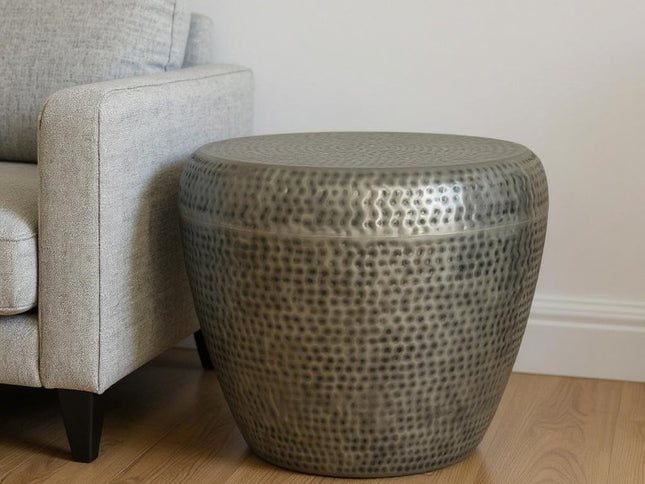 18" Silver Metal Round End Table