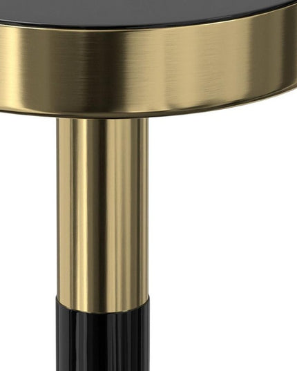 25" Gold and Turquoise Metal Round End Table