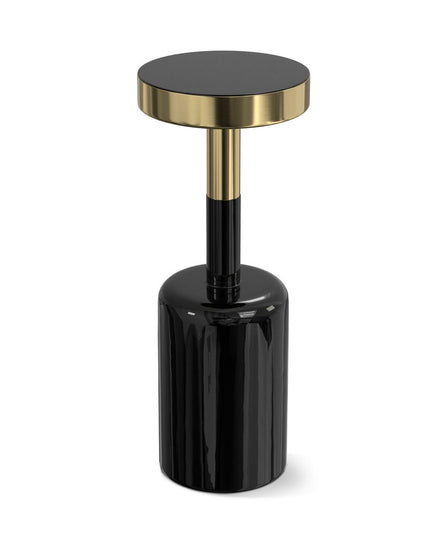 25" Gold and Turquoise Metal Round End Table