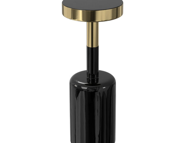 25" Gold and Turquoise Metal Round End Table