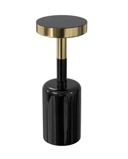 25" Gold and Turquoise Metal Round End Table