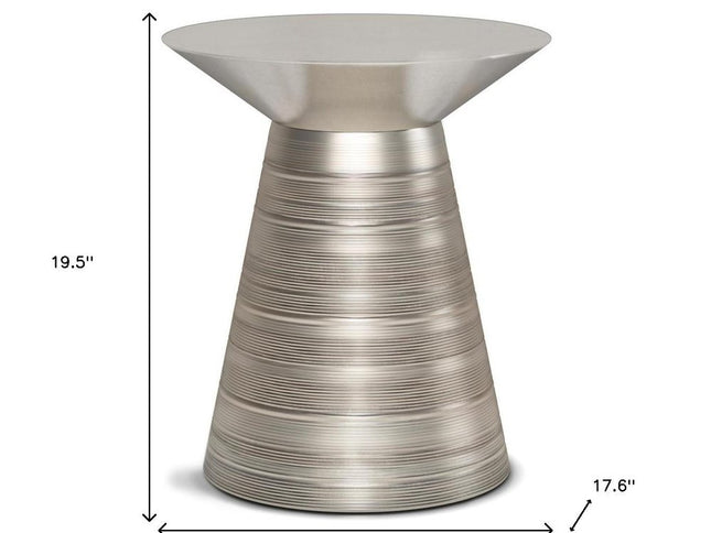 20" Silver Metal Round End Table