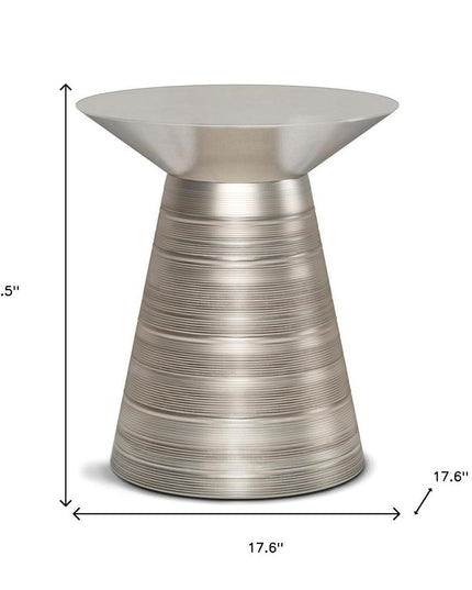 20" Silver Metal Round End Table