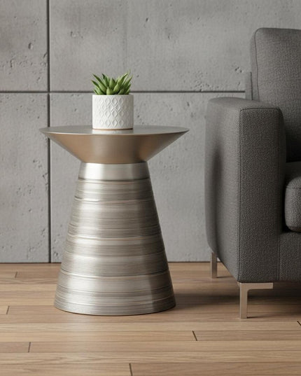 20" Silver Metal Round End Table