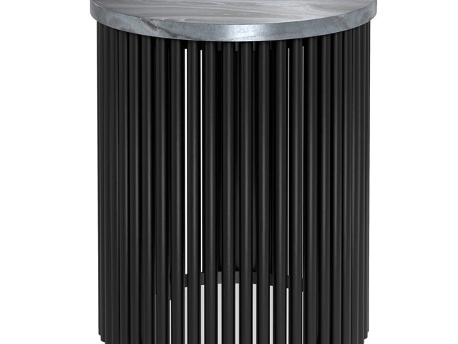 21" Black Marble Round End Table