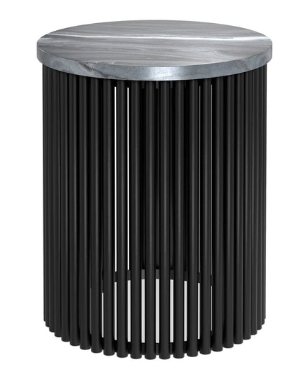 21" Black Marble Round End Table